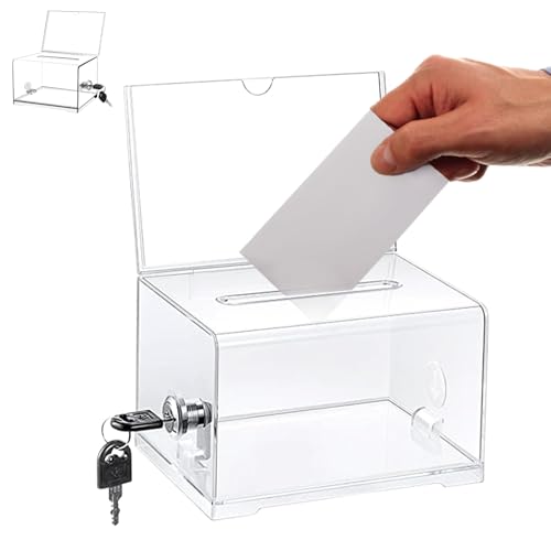 Boîte de Dons en Acrylique, Boîte à Dons Verrouillable, urne Électorale Transparente avec Serrure à Clé, Tirelire Transparente, Boîte à dons verrouillable, pour Les Votes, Jeux, Cartes de Visite