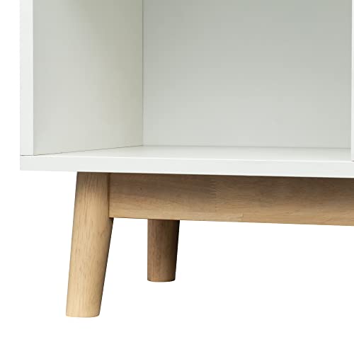 Livinest Multipurpose Wood Storage Cabinet - 3 Open Shelves And 3 Doors Modern Bookcase Organizer - Free Standing Bookshelf Sideboard Console Table For Living Room Bedroom Kitchen Oak #TOP5