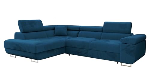 Mirjan24 Ecksofa Torezio mit Bettkasten, Einstellbare Kopfstützen, Sofa mit Schlaffunktion, Eckcouch für Wohnzimmer, Polsterecke, L-Form Couch mit Bettfunktion (Manila 26, Seite: Links)