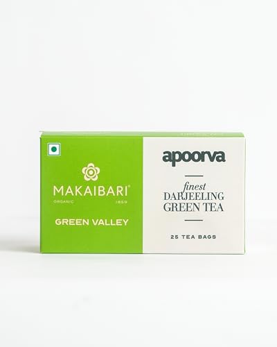 Image of Makaibari Green Valley Apoorva Finest Darjeeling 25 Green Tea Bags | Refreshing and Energizing | Rich in Antioxidants | Supports Weight Loss