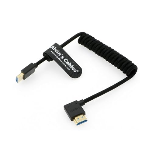Alvin's Cables Ultra HD 8K HDMI 2.1 Cable en Espiral Trenzado HDMI Cable para Atomos Ninja V, Portkeys BM5, para Feelworld Monitor, para Canon C300, Z CAM E2, para Sony FS5 | FS7|A7S3 Cámaras