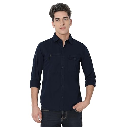 Image of Spykar Men's Regular Fit N /A Full Sleeve Solid Casual Shirts