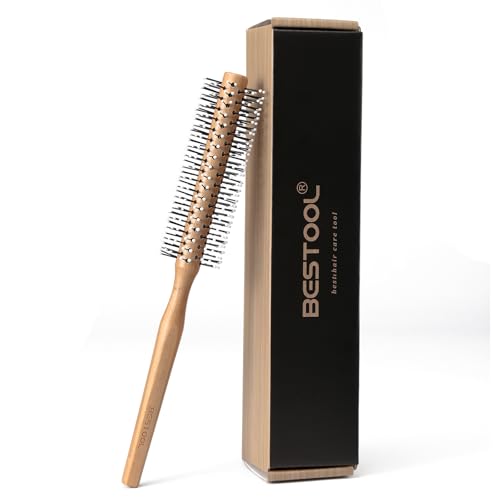 BESTOOL ロールブラシ ヘアブラシ ロール くし 木製 櫛 ヘアケア 高級 コーム レディース メンズ ブロー カール 巻き髪 耐熱 人気 艶髪 美髪ケア(木の色)