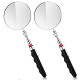 Copkim 2 Pcs Telescoping Inspection Mirrors, Mechanics Mirror Tool with Long Handle, Round Extendable Mirror...