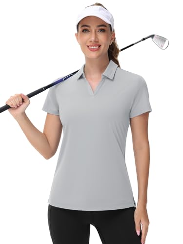 Image of TACVASEN Women's V-Neck Polo Shirts UPF 50+ Short Sleeve Sun Protection Quick Dry Golf Polos Collared Shirt