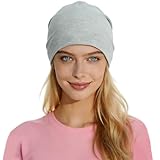 Amradield Faraday Silver Fiber Skull Hat Elasticity Cotton Beanies Slouch Cap Shielding RF Radiation Knit Cap Blocking Signal, Grey, One Size