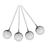 VICASKY 4 Stück Teiliges Dessertlöffel Edelstahl mit Ergonomischen Griffen für Eiscreme Kuchen und Westliche Speisen Langlebig Rostfrei und Komfortabel Handhabung