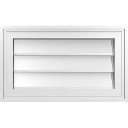 20"W x 12"H Rectangle Surface Mount PVC Gable Vent: Non-Functional, w/ 1-1/2" x 2" Brickmould Frame