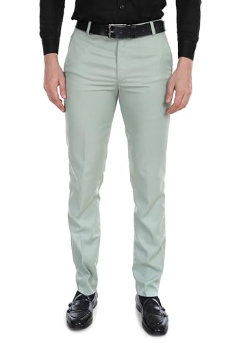 Image of Men's Stretchable Solid Plain Formal Trousers - Regular Fit Stylish Pants for Office & Party, Fashionable Dress Trousers for Men