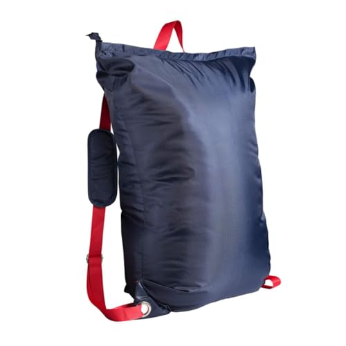 INOOMP Mochila para Ropa Sucia Azul Oscuro Bolsa con Cremallera Reforzada y Resistente Organizador de Lavandería Portátil para Viaje con Gancho para Colgar y Correa Segura