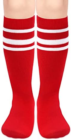 Olreco Soccer Socks Kids Toddler Soccer Socks Red Kids Soccer Socks Boys Soccer Socks 4-6 Years Toddler Knee High Socks Soccer