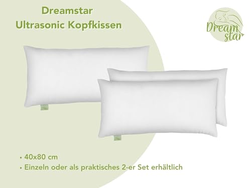 DREAMSTAR Eco 2er Set Kopfkissen mit Eco Faserfüllung | waschbar 40 Grad | Allergiker geeignet | 100% Mikrofaser | Öko-Tex Zertifiziert | 40 x 80 cm – Bild 4