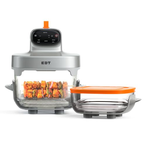 EDT Luma PureGlass™ 4.5L + 2.5L Dual Bowl Air Fryer Oven | ZERO COATING,100% Toxin Free, No Ceramic, PFAS, PTFE, PFOA | 6-in-1 Multi Function | 1500W 