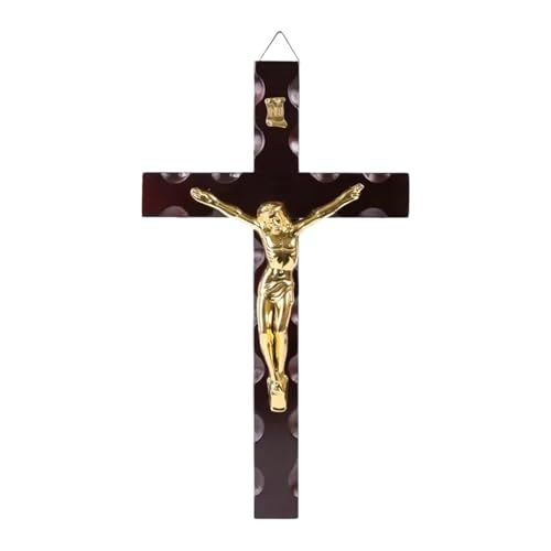 Cruz de Jesús madera pared crucifijo decorativo escultura cristiana 17.3x30