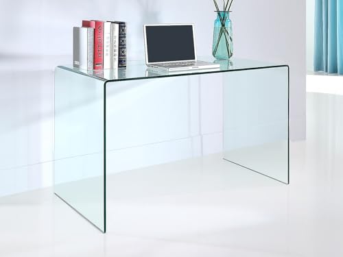 Bureau verre courbé transparent ELSTRON table de travail design - 6