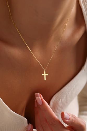Moodear Cross Necklace for Women - Dainty 14K Gold Plated/Sterling Silver/Rose Gold Layered Cross Pendant Simple Cute Necklaces for Women Trendy Jewelry Gifts4