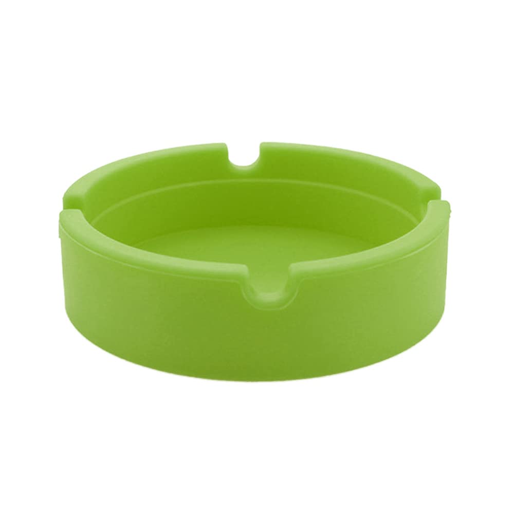 4 Pack Round Silicone Cigarette Ashtray Set for Outdoor and Home (Green)