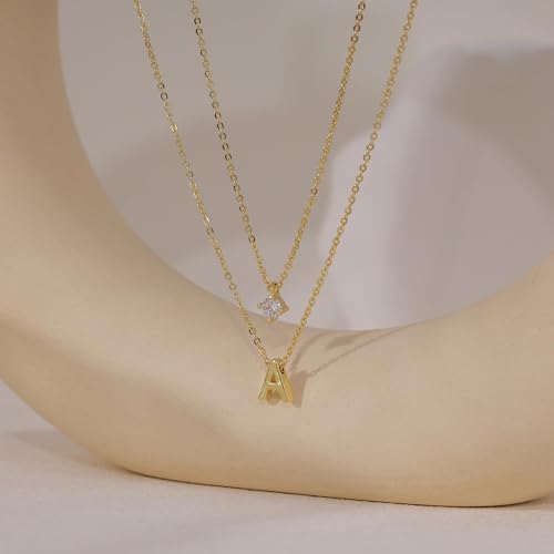 Layered Initial Necklaces for Women, 14k Gold Plated Letter Necklace Set Dainty Gold Initial Necklace Stack Cute Layering Choker Necklaces for Women Trendy Fashion Jewelry3