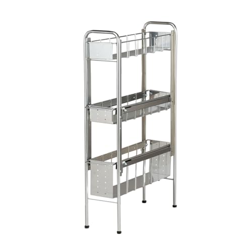 川口工器 隙間収納 ランドリー サイドラック 3段 幅17cm スリム 引き出し 洗面所 燕三条製 21241