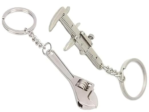 Image of Mini Portable Hand Tool Keychain Adjustable Key Spanner Wrench Universal Chain Universal For Gift. (Mini Wrench+Mini Vernier)