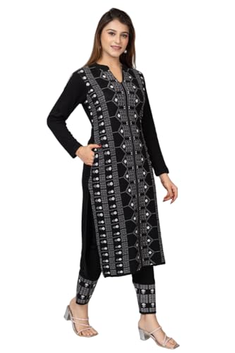 Image of ColorChakra Woolen Kurta Palazzo Set for Womens Winter wear Wool Kurti Sizes M to 4XL