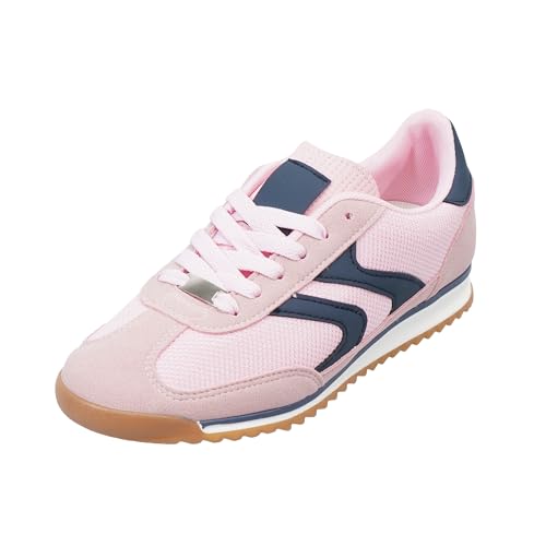 JOMIX Baskets Femme Classiques Rétro Chaussures de Sport Antidérapantes Confortables Basses Sneakers pour Tennis Skate et Marche (WTS250749, Rose, 38 EU)