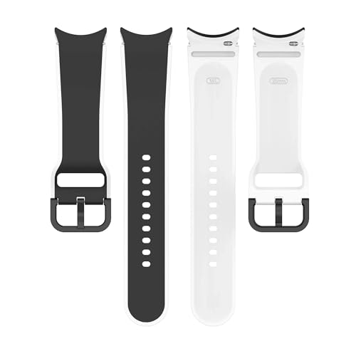 [QAICHFKS] Galaxy Watch 7 6 5 4 40mm 44mm 6 Classic 47mm 43mm�p 20mm ���ԂȂ��V���R���X�g���b�v 1�� (Black white)