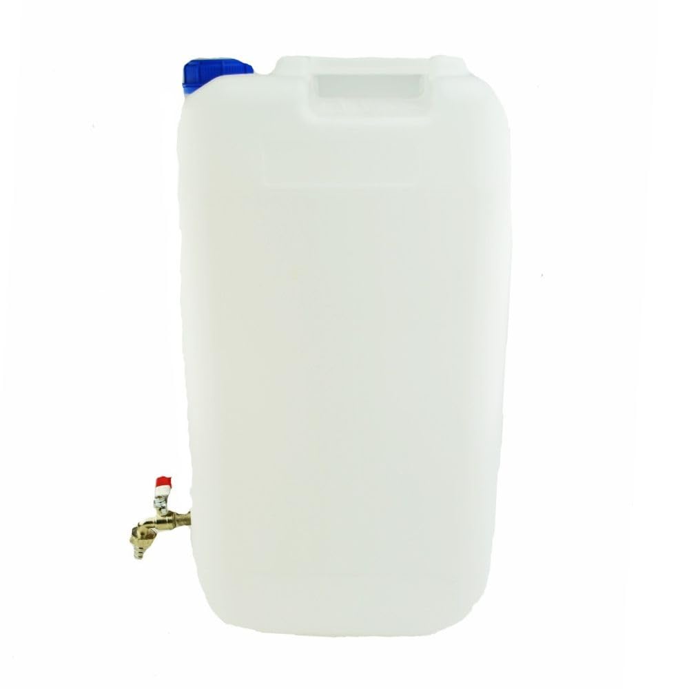 Bote de agua de 30 l de plástico, tanque de agua con grifo, juego de 2 unidades, depósito de agua, bidón de agua potable, bidón de repuesto, bidón de plástico, para el hogar, jardín, coche, camping