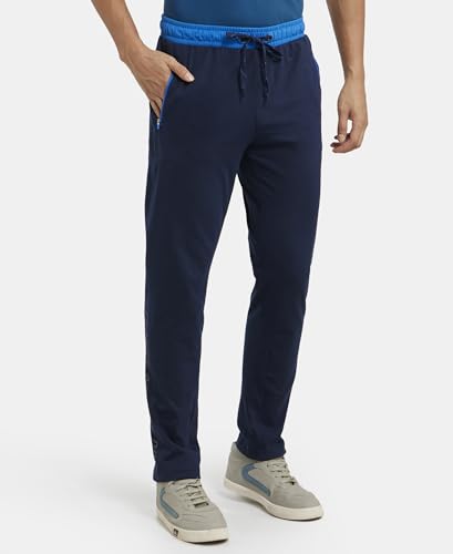 Jockey 9510 Men's Super Combed Cotton Rich Slim Fit Mid Rise Trackpants with Side and Back Pockets
