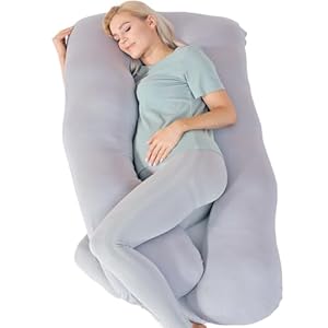 Pregnancy Pillows for Sleeping Cooling, Bamboo Rayon Cotton Blend Pregnancy Pillow, Soft Full Body Maternity Pillow, Pregnancy Must Haves (Gray, 57inches)