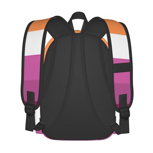 Orange Magenta Lesbian Pride Flag Laptop Backpack Shoulder Bag Laptop Pack Travel Backpacks Commuter Back Pack Casual Daypack Bags With Side Pockets3