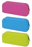  3X Estuches Portatodo Campus Silicona 1 Cremallera Tacto Suave