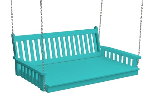 Keystone Amish Co. 6 Foot Franklin Recycled Plastic Swing Bed with Ropes, Aruba