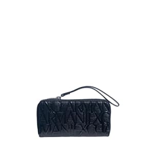 Armani Exchange Damen Wristlet Round Zip Handgelenkstasche Schwarz (Nero – Black)