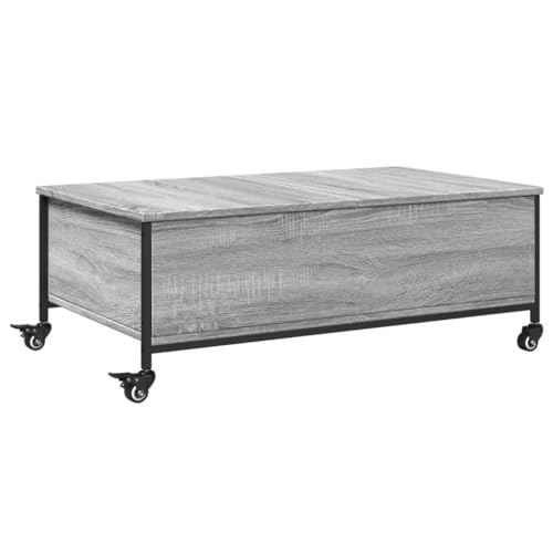 vidaXL Table Basse avec roulettes, Table d'Appoint avec Rangement, Bout de Canapé, Meuble de Salon Salle de Séjour, Moderne, Sonoma Gris Bois d'Ingénierie