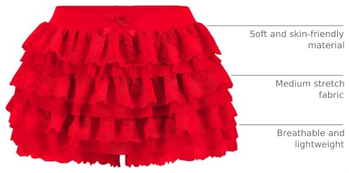 Image of Women Y2K Lace Multi-Layered Bloomers Lolita Ruffle Shorts Cute Mini Skirt | Tiered layers, elastic waist, pumpkin pants, for rave party /country concert /festival