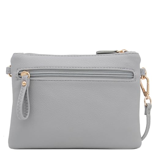 Image of FashionPuzzle Multi Zipper Pocket Small Wristlet Crossbody Bag