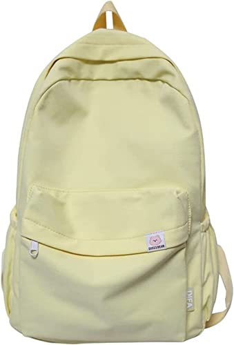 LELEBEAR Difa Bear Backpack - Kawaii Solid Color Cute Aesthetic Rucksack, Large Capacity (Yellow)