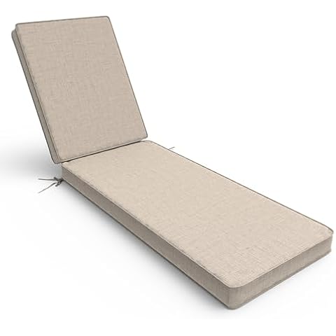 LVTXIII Indoor/Outdoor Chaise Lounge Cushion, Seasonal Replacement Sponge Bench Cushions with Zipper and Ties for Home and Garden, 72x21x3, Light Grey Cover