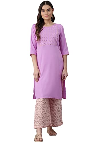 Image of Aurelia Women's Polyester Kurta And Palazzo Set (Straight Palazzo)