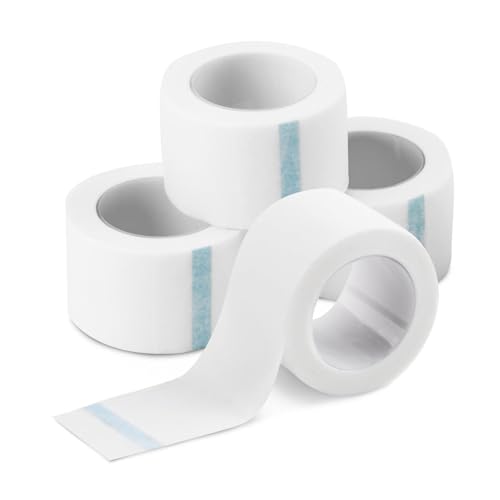 Nastro Chirurgico Micropore – 4 Rotoli da 9.14m x 2.5cm, Adesivo Ipoallergenico, Nastro per Medicazione, Garza Autoadesiva, Benda Elastica per Uso Medico e Bellezza, Nastro per Estensioni Ciglia, Lift