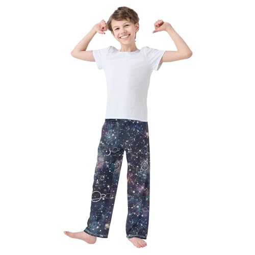 ZZXXB Galaxy Star Constellation Boys Long Pants Soft Trousers Elastic Waist Kids Lounge Bottoms with Pockets S-XL2
