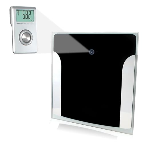 Pèse-personne écran LCD déporté - Transmission infrarouge - Impédancemètre masses graisseuse et eau - Mémoire 12 utilisateurs - Grand écran amovible visibilité...