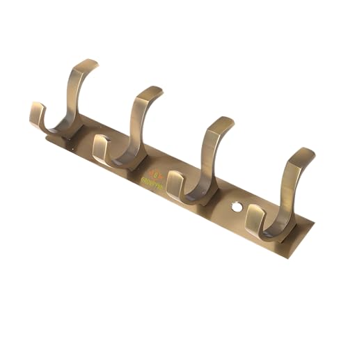 Image of Heavy Duty S Type Stainless Steel Cloth Hanger Suitable for Bathroom Bedroom Kitchen Wall Hook Rail Hanging Scarf Coat Keys Tie Towel Door Robe (Pack of 1, 4 Pin Antique)