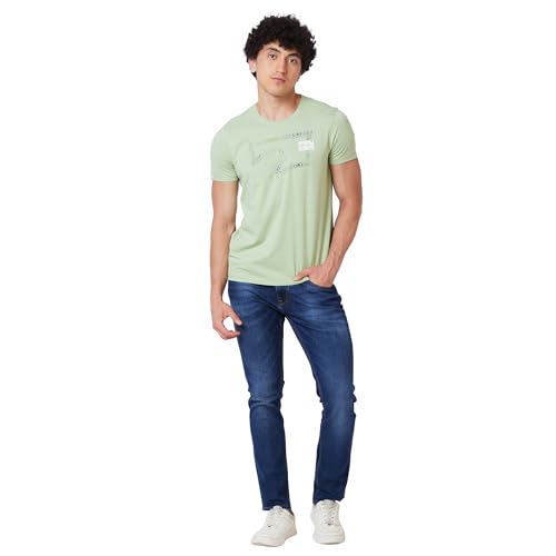 Image of Spykar Men's Slim Fit Round Neck Half Sleeve Solid Casual T-Shirt