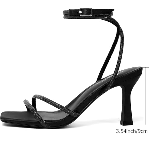 Image of Mostrin Womens Sandals Strappy Heels for Women Ankle Strap Lace Up Heels Square Open Toe Heels Tie Up Stiletto High Heeled Sandals for Prom, Party, Daily Wear
