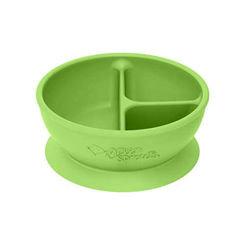 Green Sprouts Learning Bowl | Helps Toddler Develop Independent Eating Skills | Heat-Resistant Silicone, Suction Cup Base With Easy-Release Tab, 3 Sections Marked To Measure Portions, Dishwasher Safe #TOP22