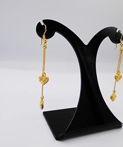 Lovely Dangle Earrings 23k 24k Thai Baht Yellow Gold Plated Filled Earrings Design From Thailand (E-205)4