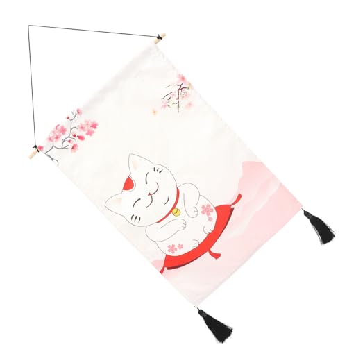 ULTECHNOVO 日式笑眼招財猫壁掛け装飾画 背景タペストリー 家用インテリア壁飾り 風水開運 向け