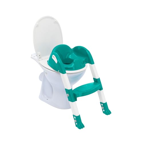 Thermobaby - Reductor de inodoro para niño - Kiddyloo - Ingenioso, divertido & Higiénico - Pies ajustables - Peldaños antideslizantes - Plegable compacto - 18 meses o más - Made In France - Esmeralda